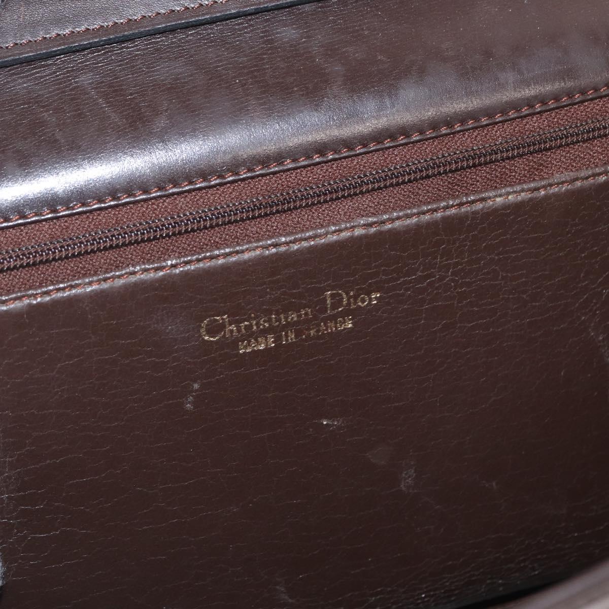 Christian Dior Shoulder Bag Leather Brown Gold Auth bs33067