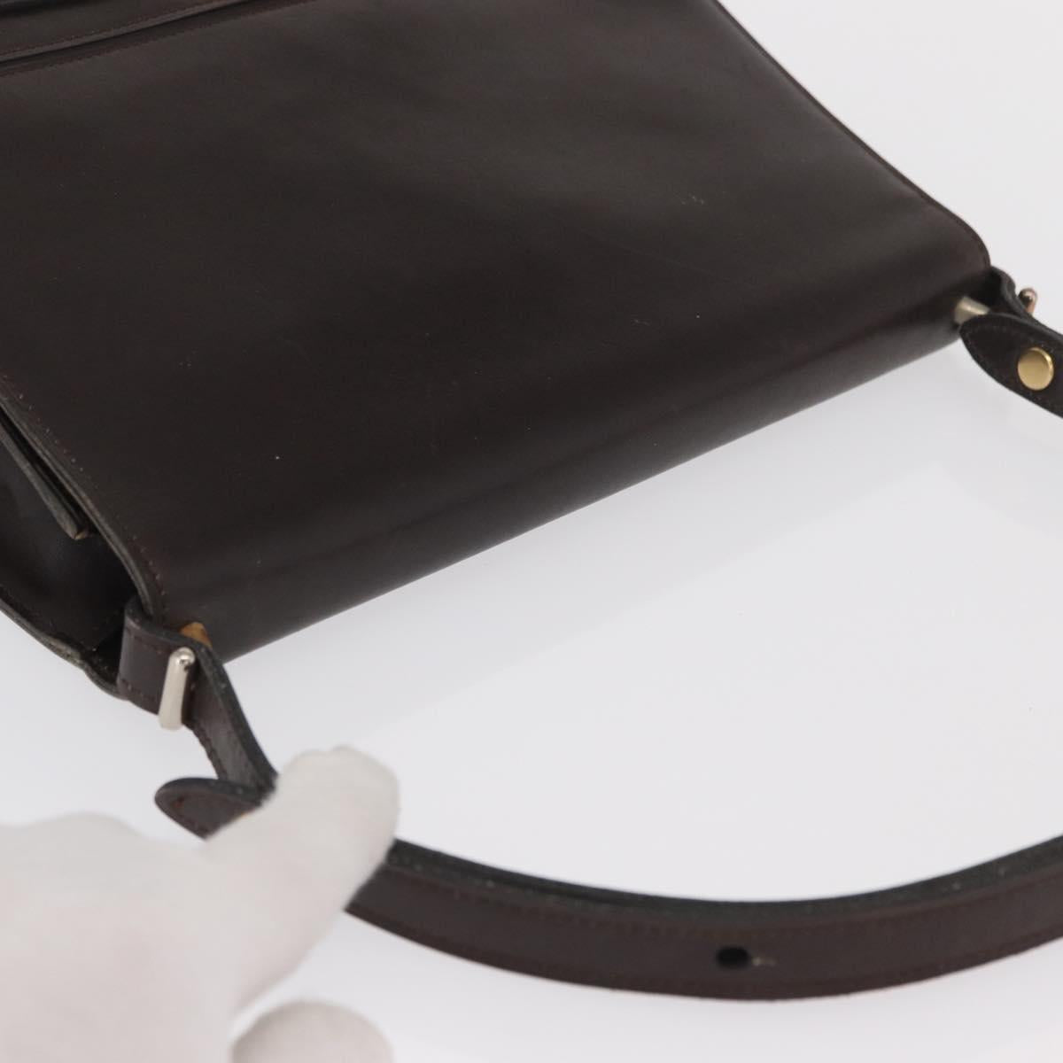 Christian Dior Shoulder Bag Leather Brown Gold Auth bs33067