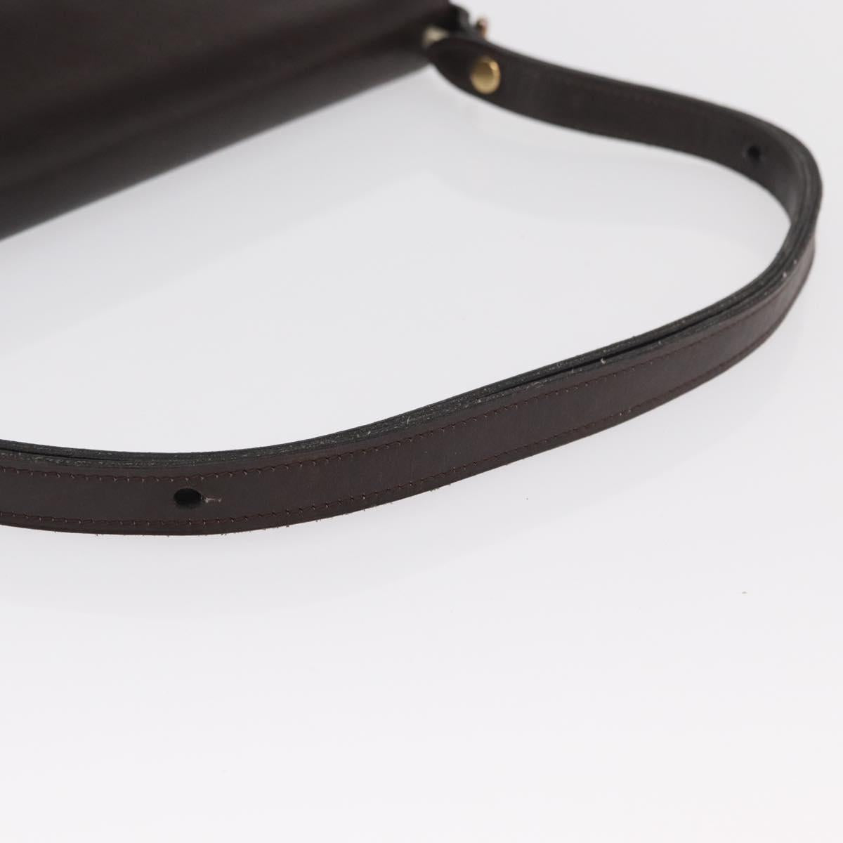 Christian Dior Shoulder Bag Leather Brown Gold Auth bs33067