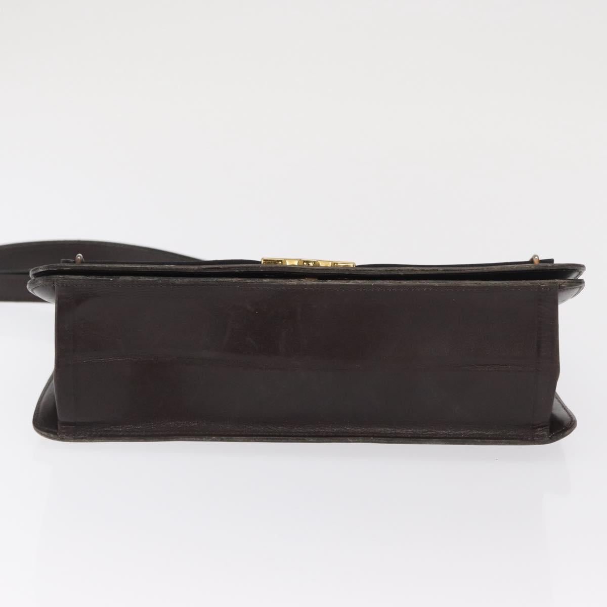 Christian Dior Shoulder Bag Leather Brown Gold Auth bs33067