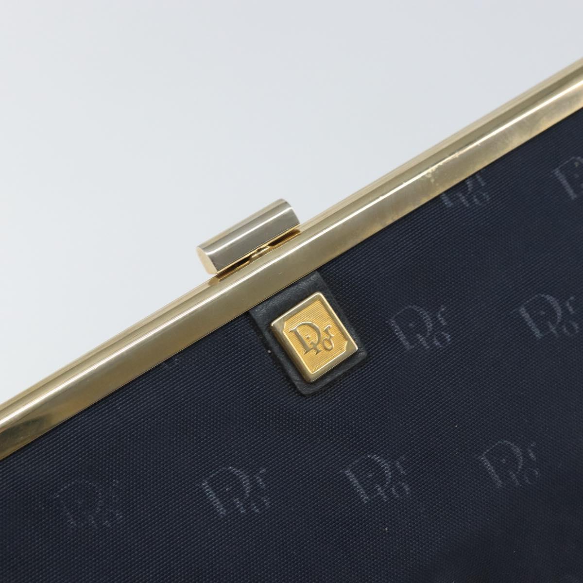 Christian Dior Clutch Bag Canvas Navy Gold Auth bs33068