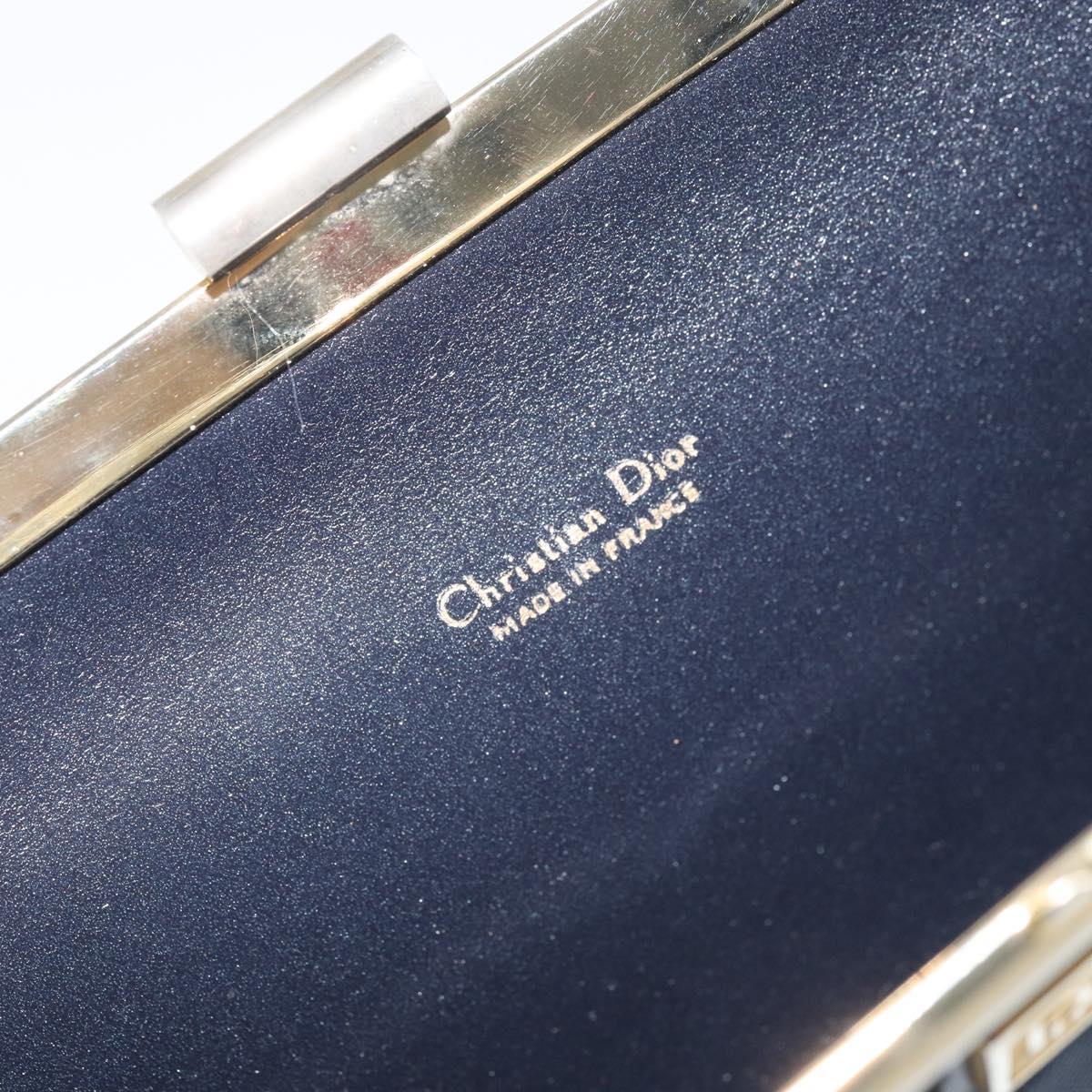 Christian Dior Clutch Bag Canvas Navy Gold Auth bs33068