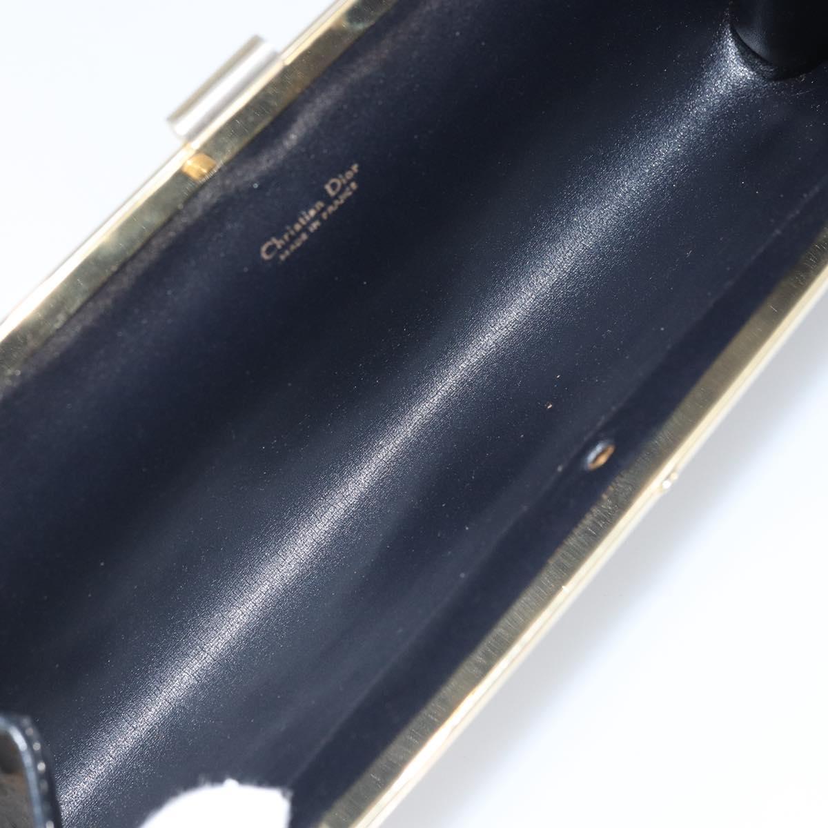 Christian Dior Clutch Bag Canvas Navy Gold Auth bs33068