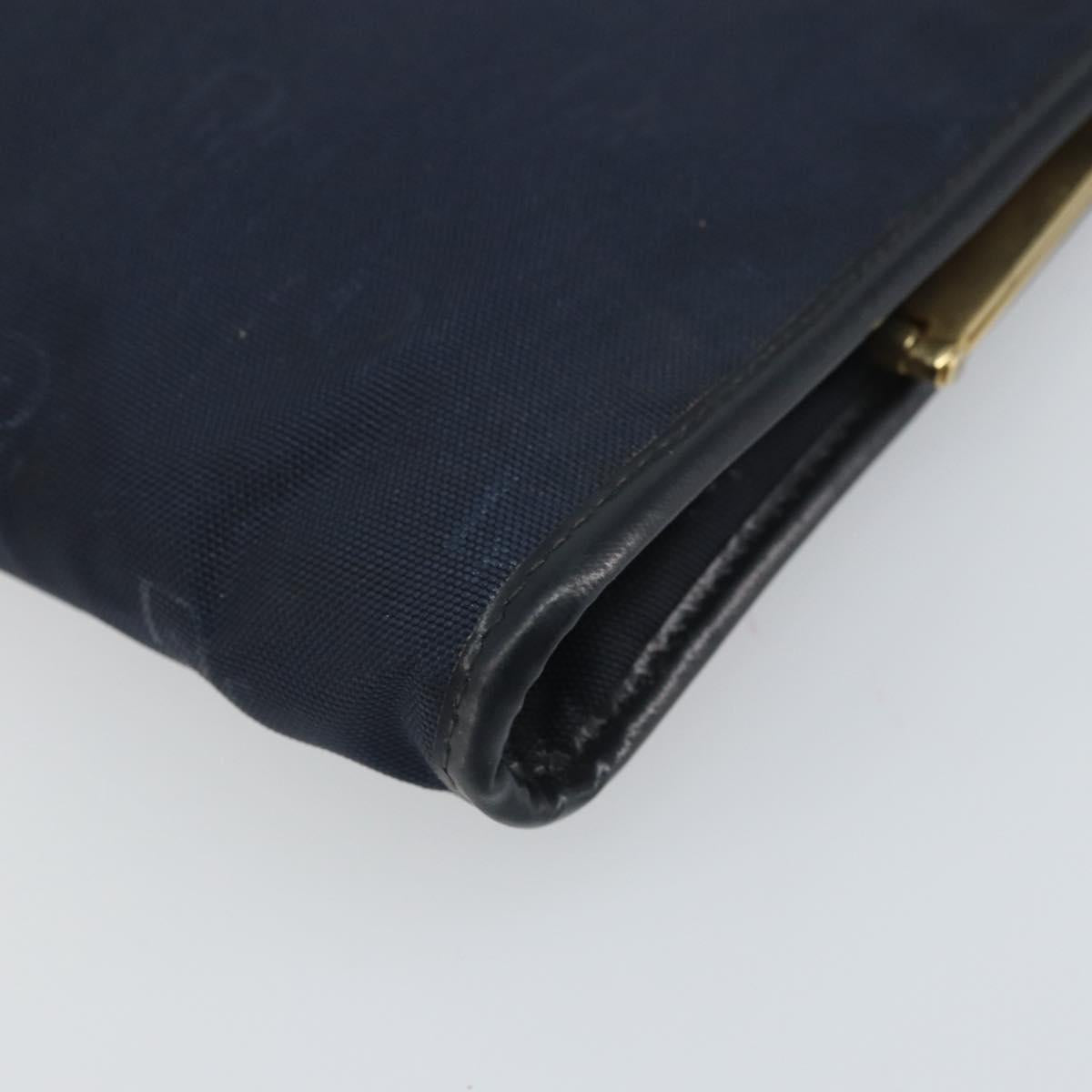 Christian Dior Clutch Bag Canvas Navy Gold Auth bs33068