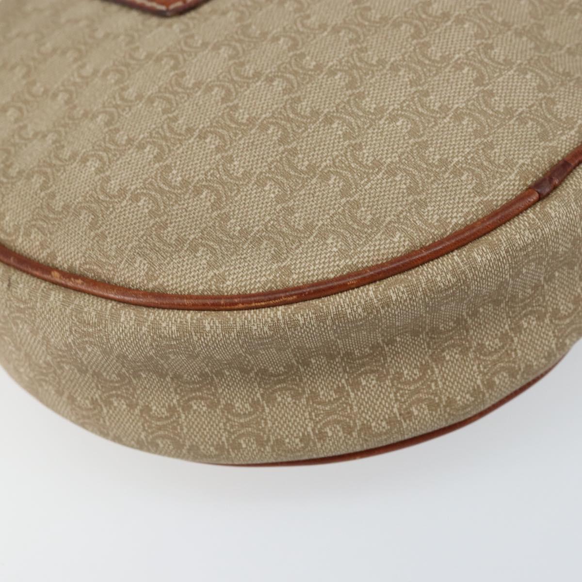 CELINE Macadam Canvas Shoulder Bag PVC Beige Auth bs33069