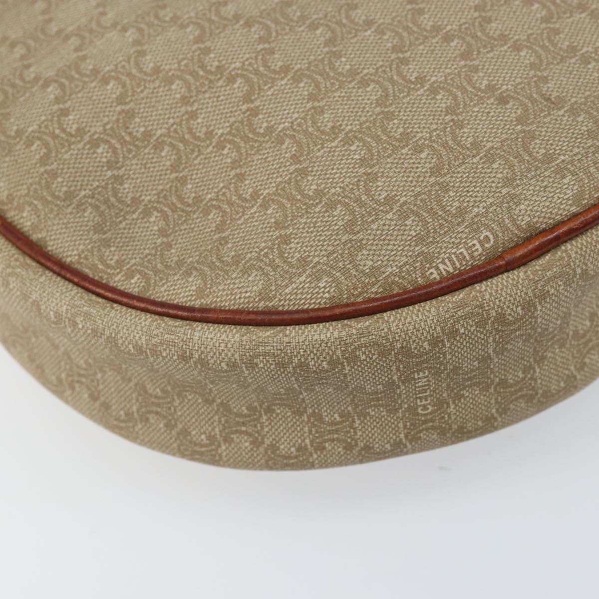 CELINE Macadam Canvas Shoulder Bag PVC Beige Auth bs33069