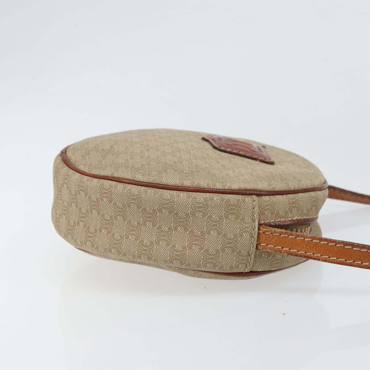 CELINE Macadam Canvas Shoulder Bag PVC Beige Auth bs33069