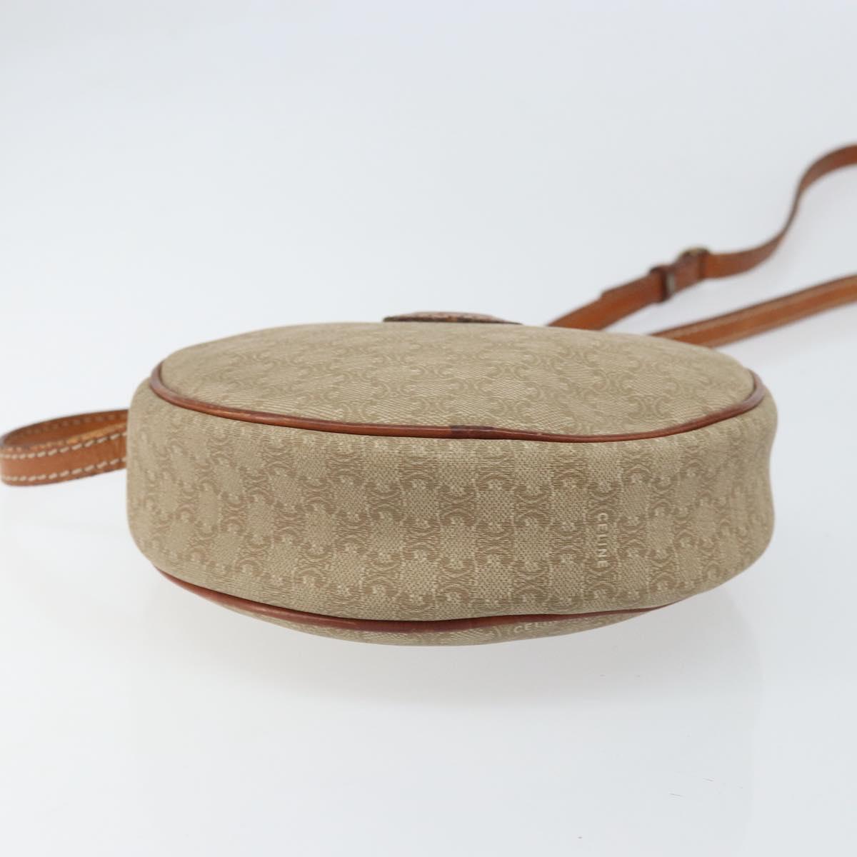 CELINE Macadam Canvas Shoulder Bag PVC Beige Auth bs33069