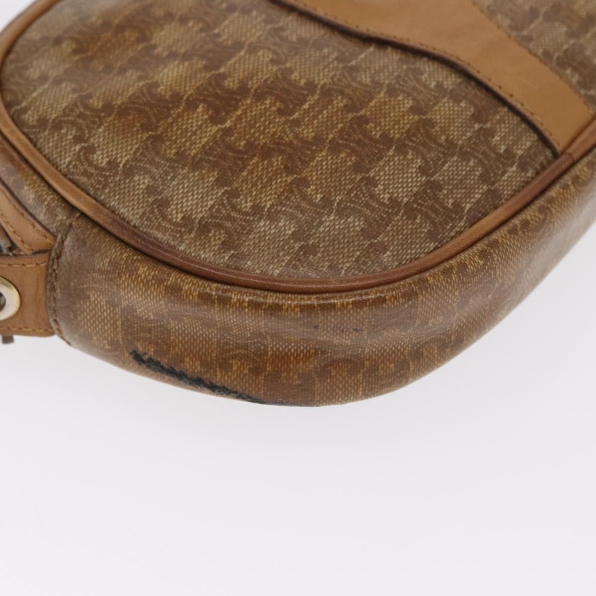 CELINE Macadam Canvas Shoulder Bag PVC Beige Auth bs33070