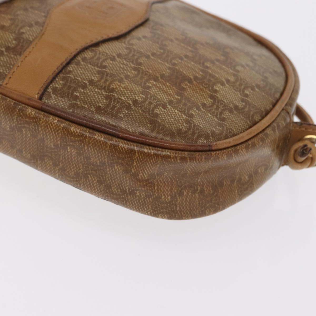 CELINE Macadam Canvas Shoulder Bag PVC Beige Auth bs33070