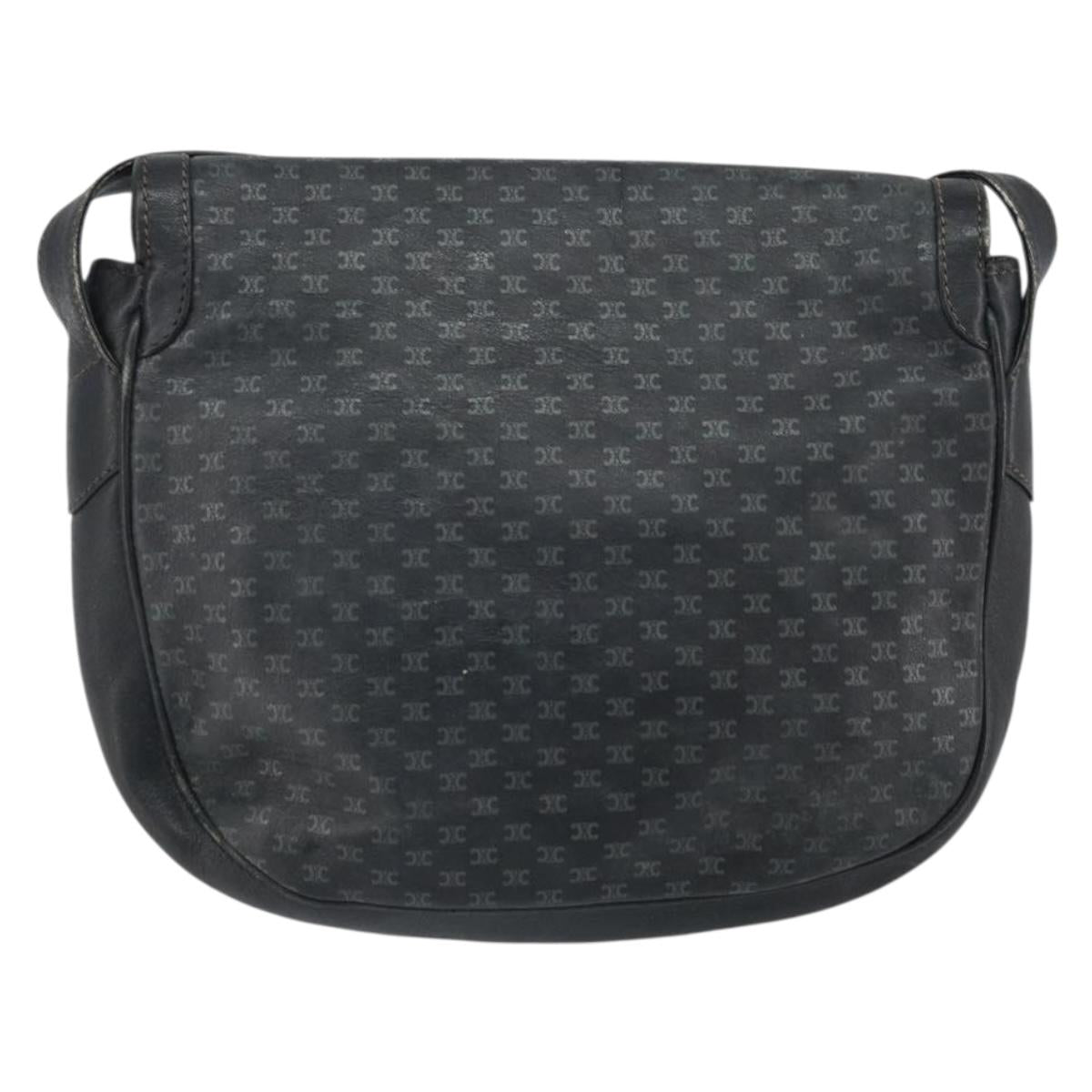 CELINE Shoulder Bag Leather Black Gold Auth bs33071
