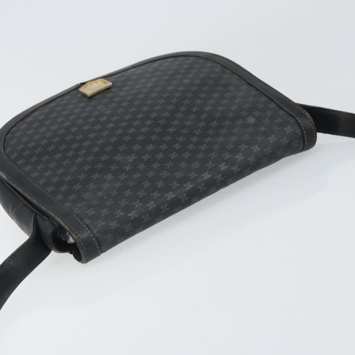 CELINE Shoulder Bag Leather Black Gold Auth bs33071