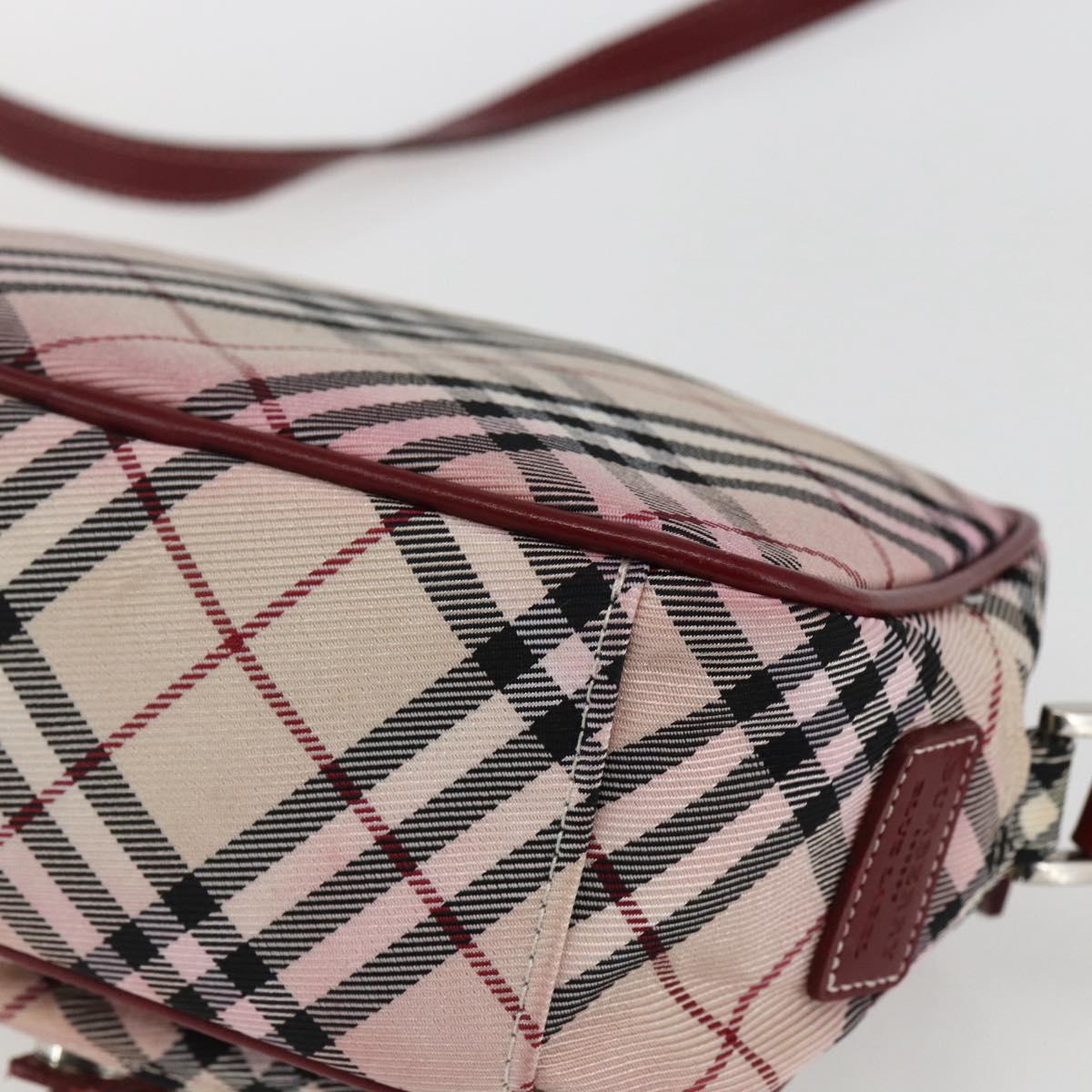 BURBERRY Nova Check Blue Label Shoulder Bag Nylon Beige Silver Auth bs33073