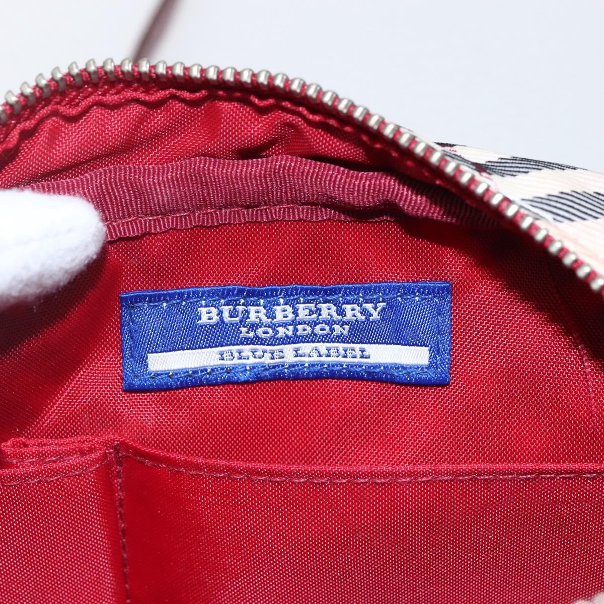 BURBERRY Nova Check Blue Label Shoulder Bag Nylon Beige Silver Auth bs33073