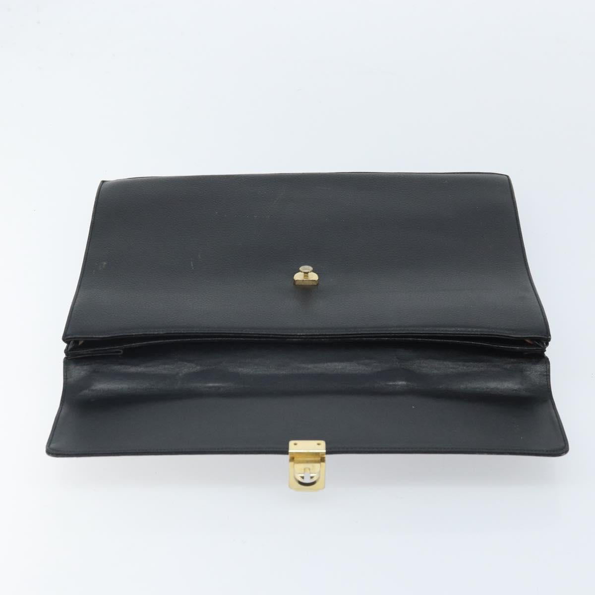 Burberrys Business Bag Leather Black Gold Auth bs33074