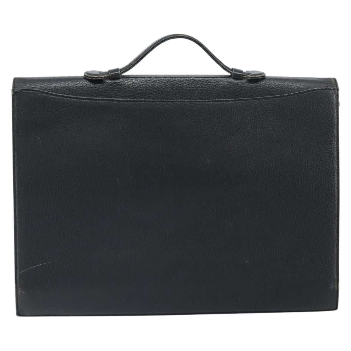 Burberrys Business Bag Leather Black Gold Auth bs33074