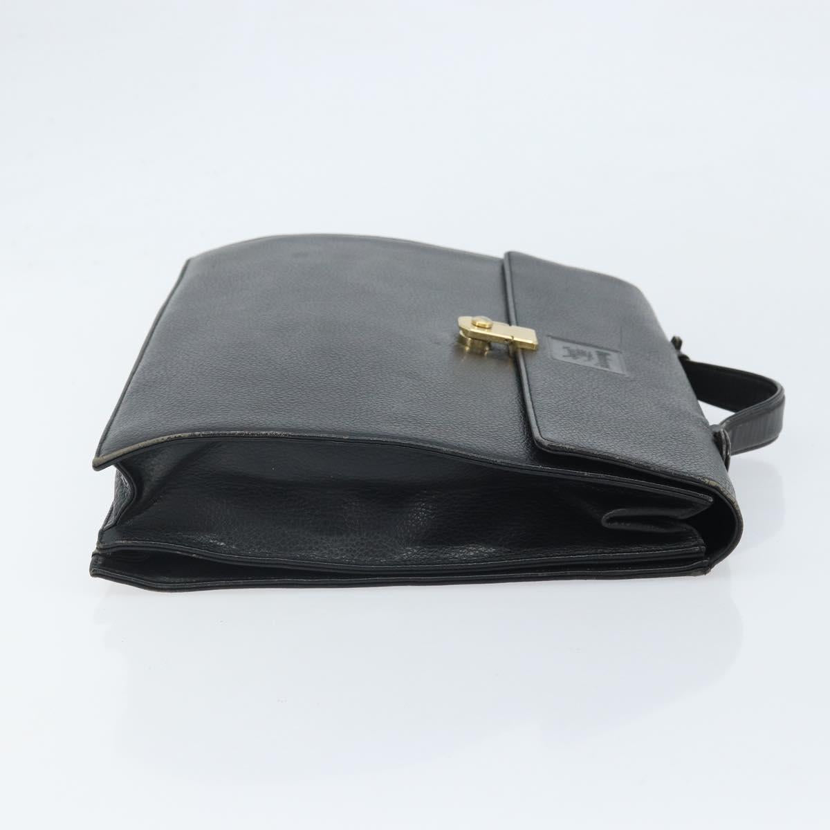 Burberrys Business Bag Leather Black Gold Auth bs33074