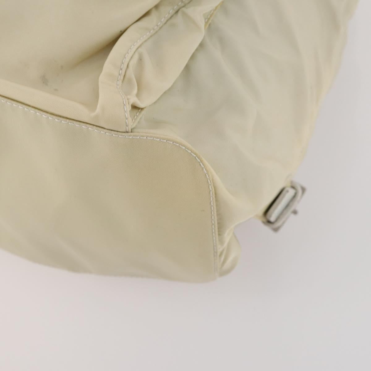 PRADA Backpack Nylon Beige Silver Auth bs33075
