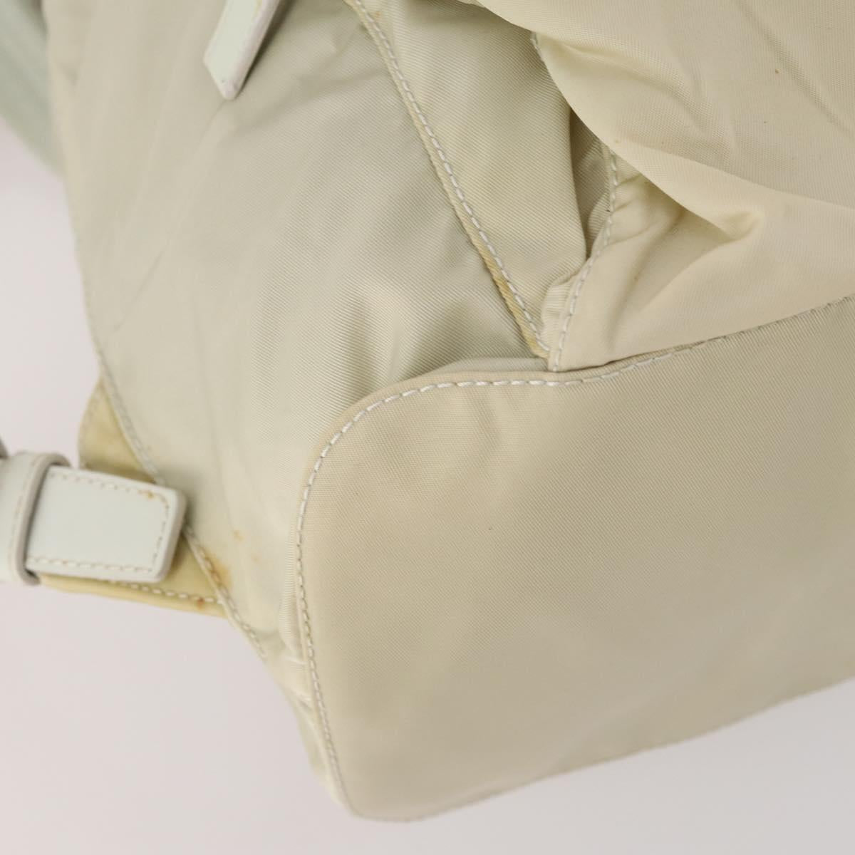 PRADA Backpack Nylon Beige Silver Auth bs33075