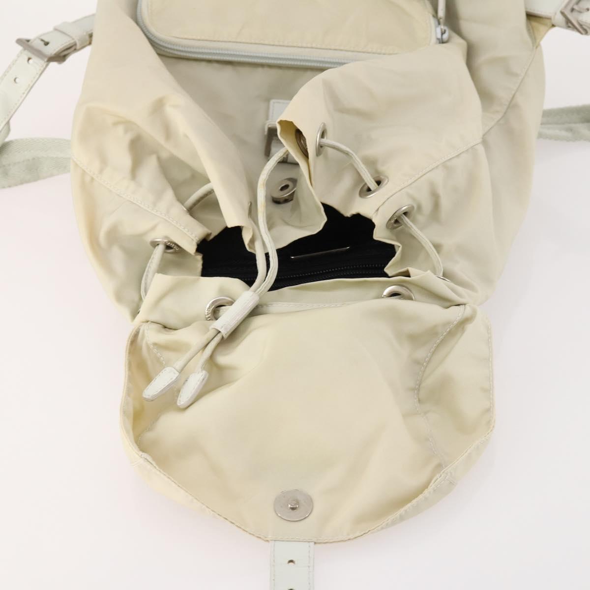 PRADA Backpack Nylon Beige Silver Auth bs33075