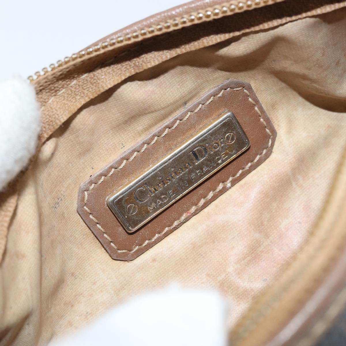 Christian Dior Honeycomb Canvas Pouch PVC Leather Black Auth bs33076