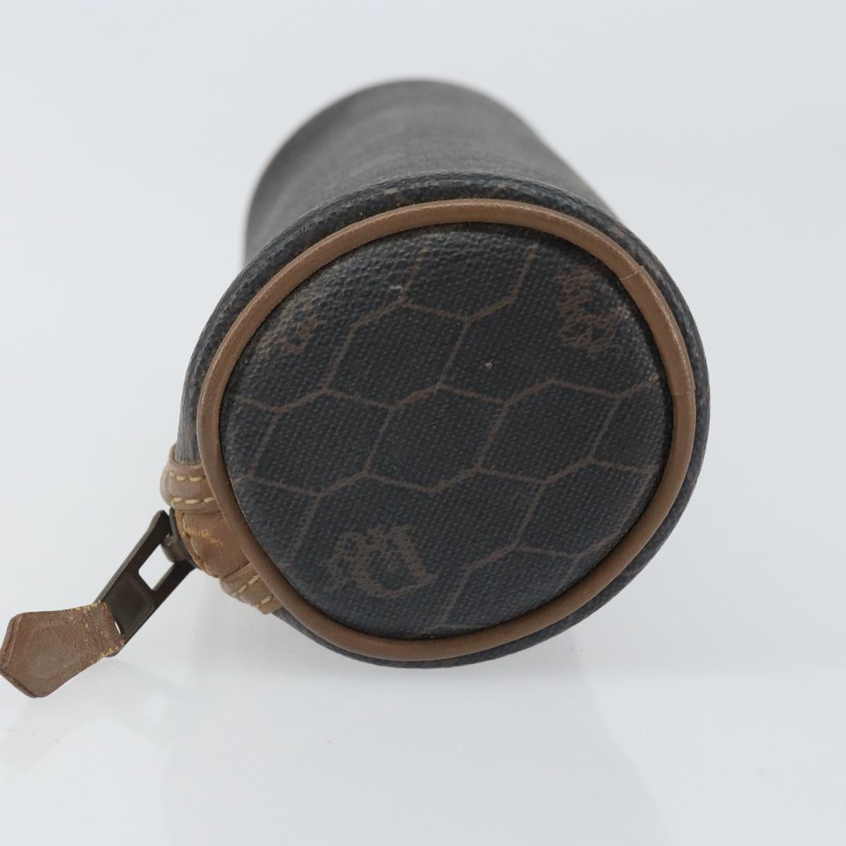 Christian Dior Honeycomb Canvas Pouch PVC Leather Black Auth bs33076