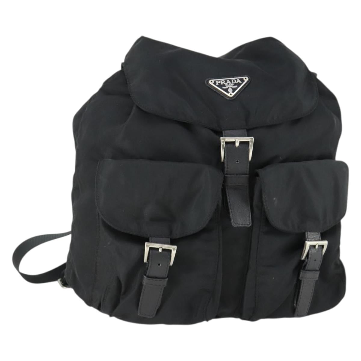 PRADA Backpack Nylon Black Silver Auth bs33077