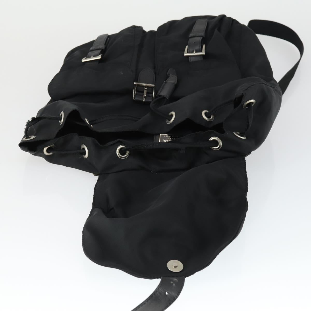PRADA Backpack Nylon Black Silver Auth bs33077