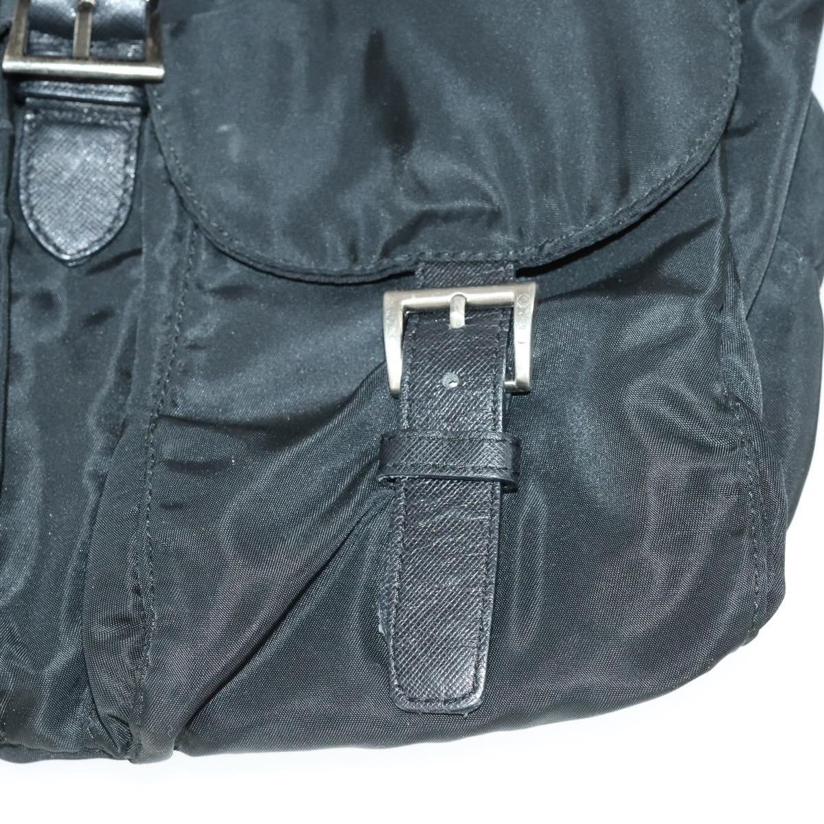 PRADA Backpack Nylon Black Silver Auth bs33077