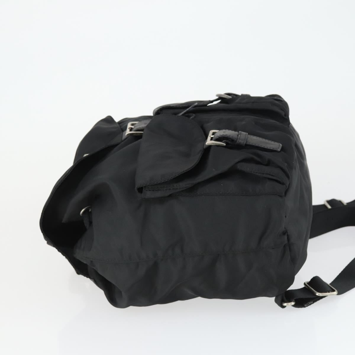PRADA Backpack Nylon Black Silver Auth bs33077
