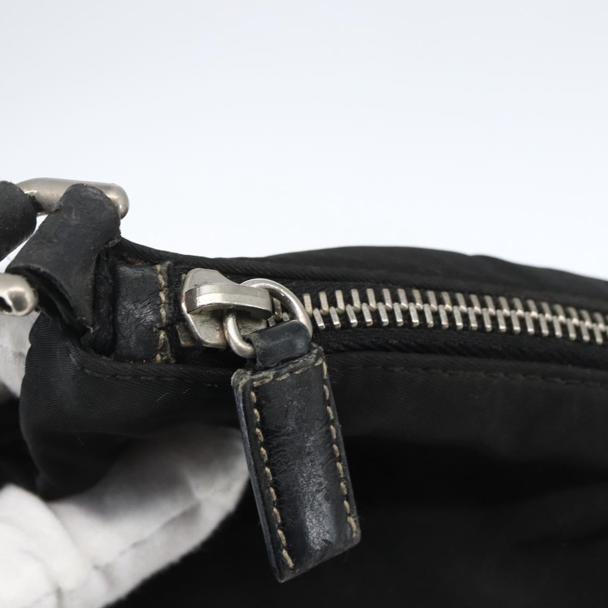 PRADA Shoulder Bag Nylon Black Silver Auth bs33078