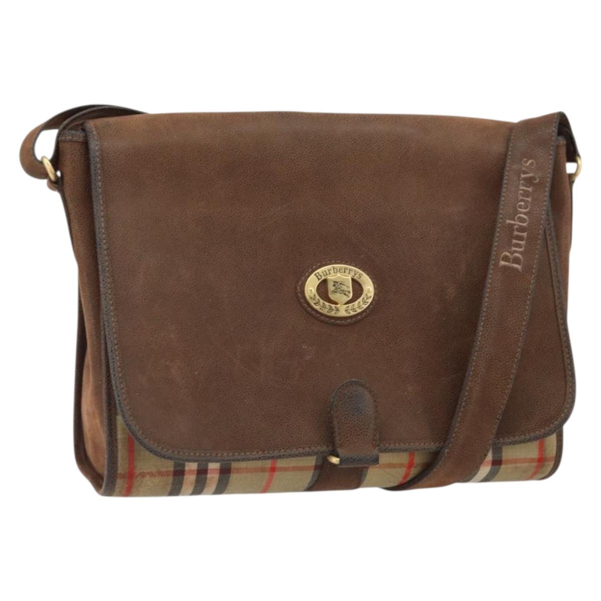 Burberrys Nova Check Shoulder Bag Canvas Beige Gold Auth bs33082