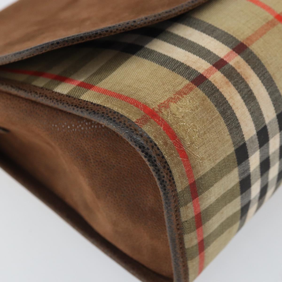 Burberrys Nova Check Shoulder Bag Canvas Beige Gold Auth bs33082