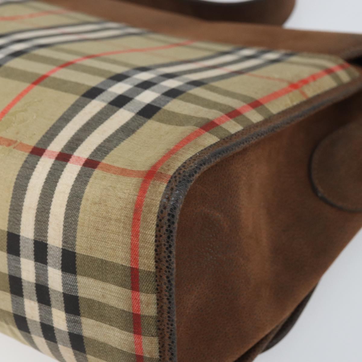 Burberrys Nova Check Shoulder Bag Canvas Beige Gold Auth bs33082