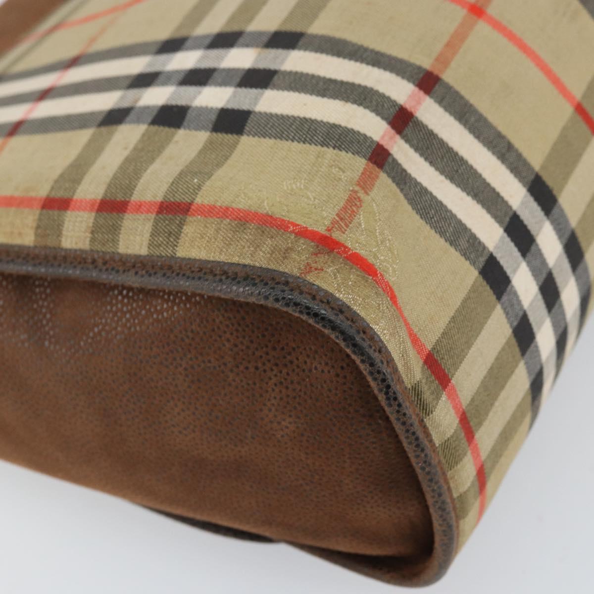 Burberrys Nova Check Shoulder Bag Canvas Beige Gold Auth bs33082