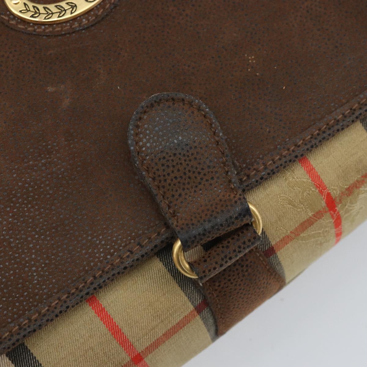 Burberrys Nova Check Shoulder Bag Canvas Beige Gold Auth bs33082