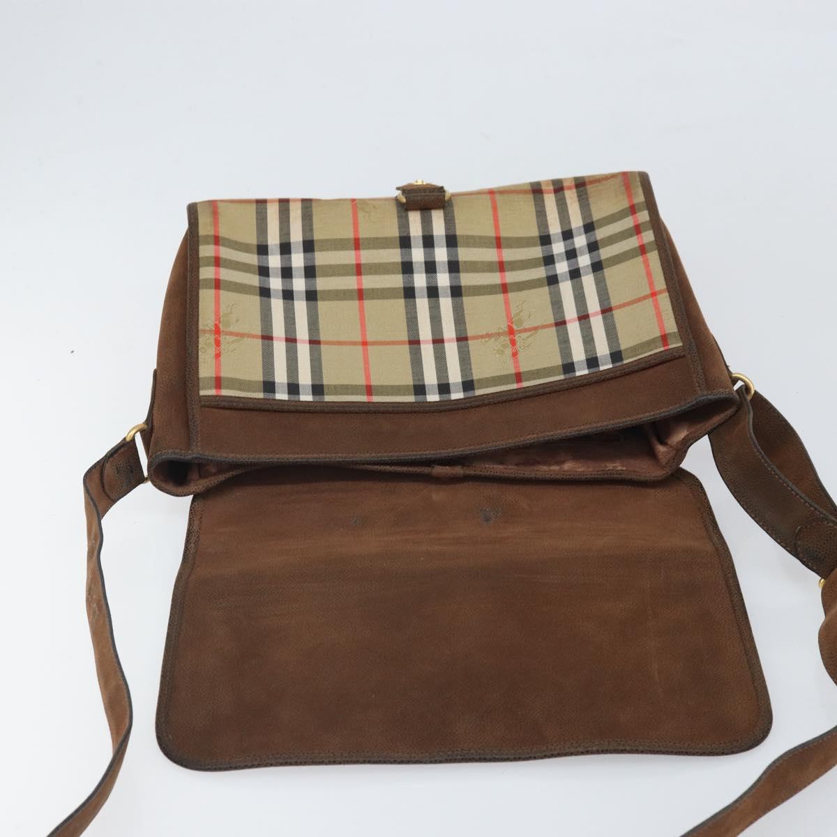 Burberrys Nova Check Shoulder Bag Canvas Beige Gold Auth bs33082