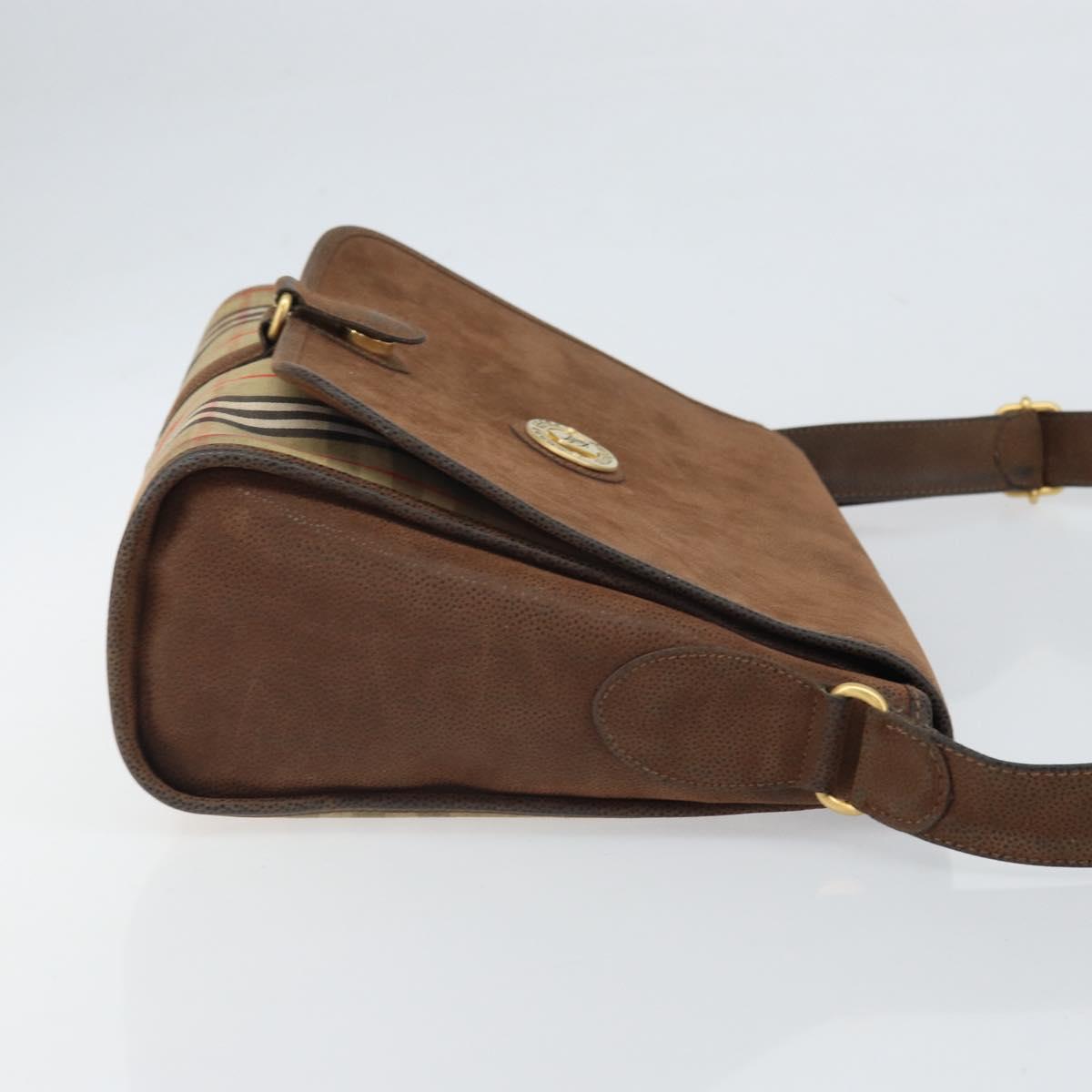 Burberrys Nova Check Shoulder Bag Canvas Beige Gold Auth bs33082