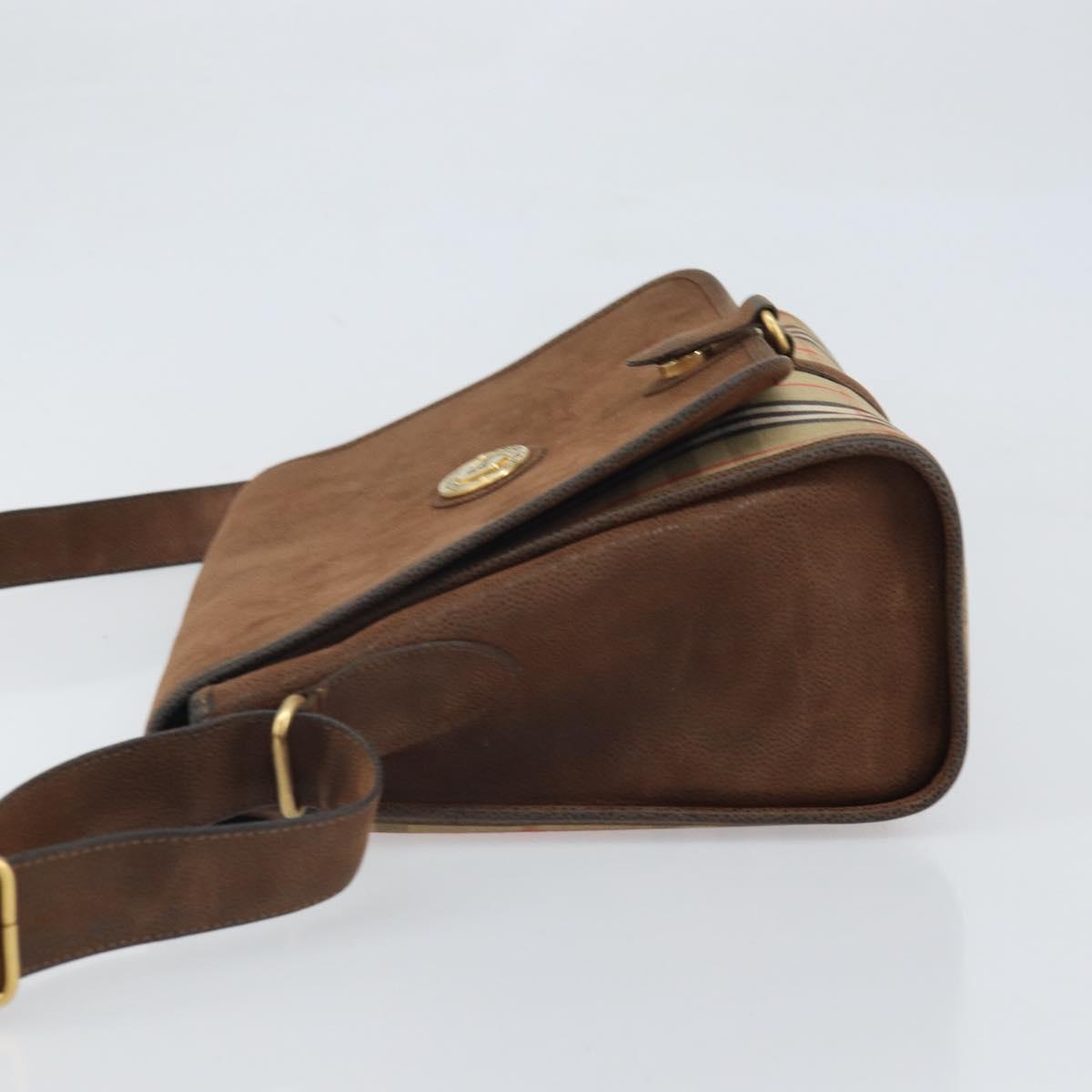 Burberrys Nova Check Shoulder Bag Canvas Beige Gold Auth bs33082