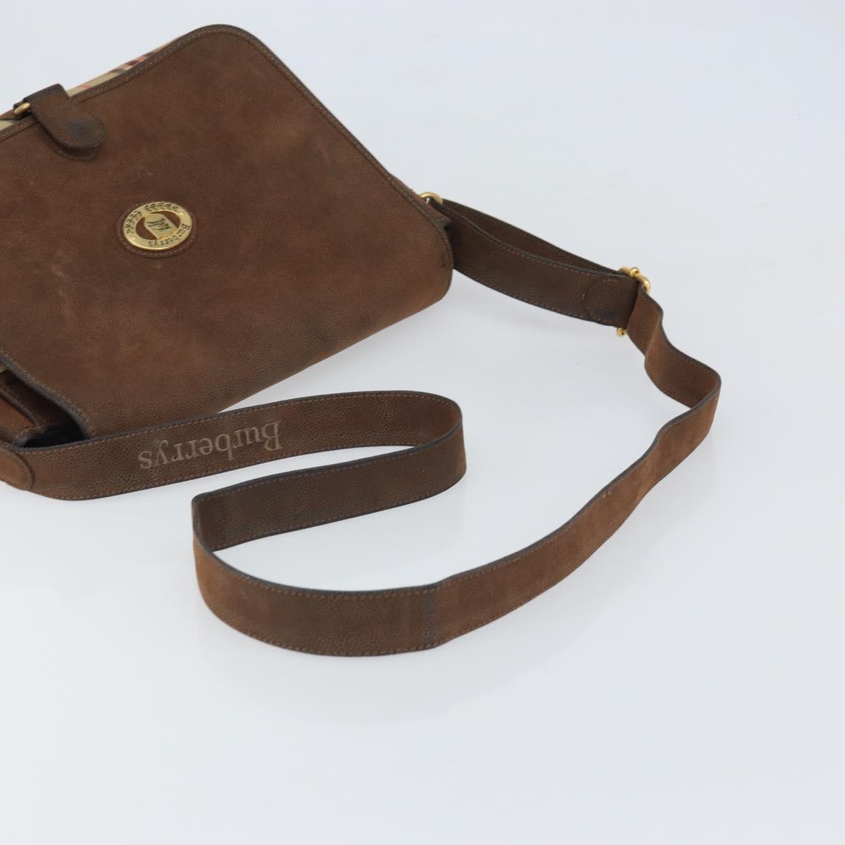 Burberrys Nova Check Shoulder Bag Canvas Beige Gold Auth bs33082