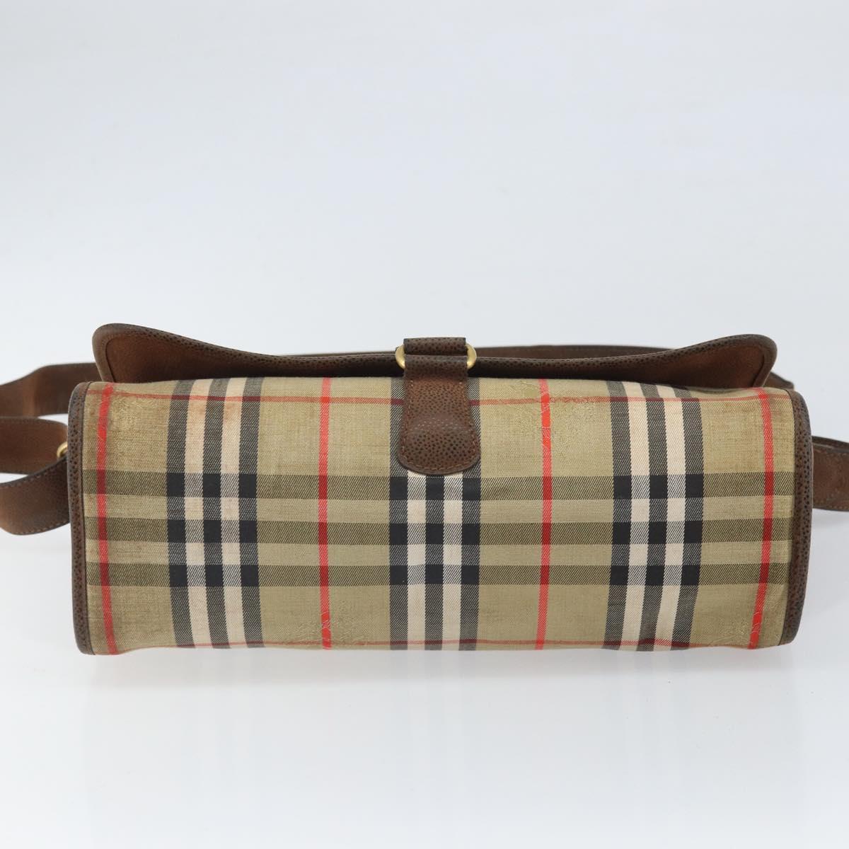 Burberrys Nova Check Shoulder Bag Canvas Beige Gold Auth bs33082