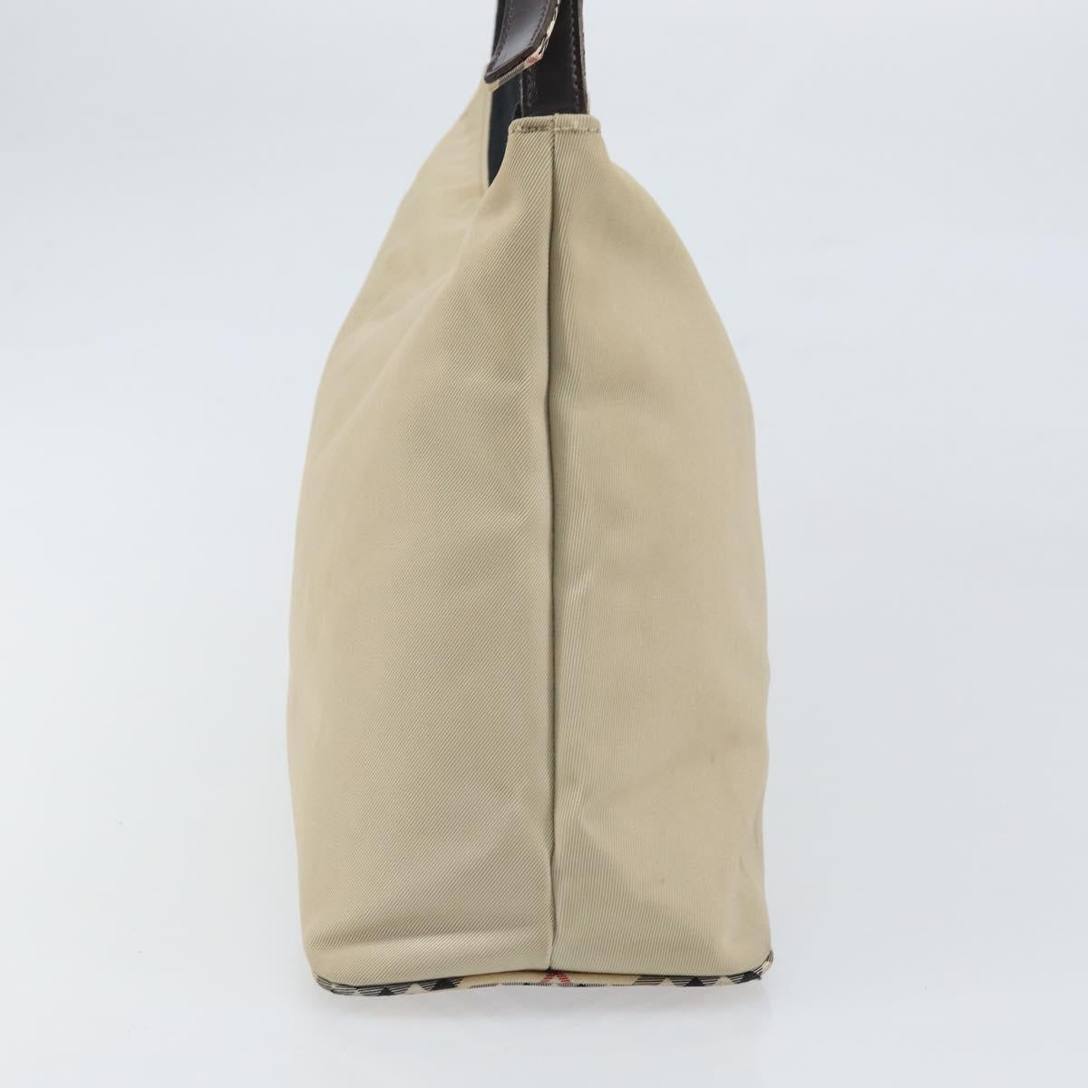 BURBERRY Shoulder Bag Nylon Beige Silver Auth bs33084