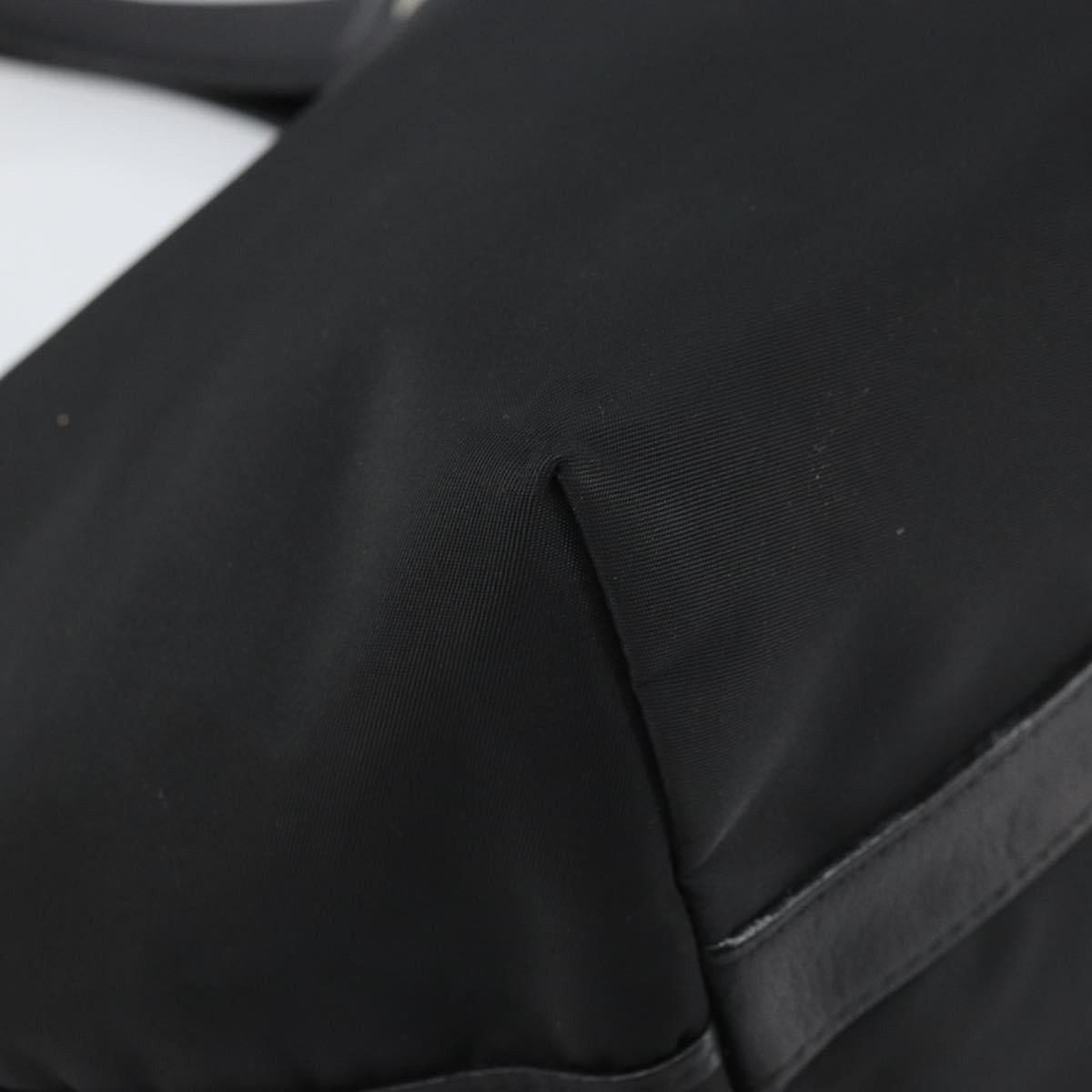 BURBERRY Hand Bag Nylon Black Silver Auth bs33085