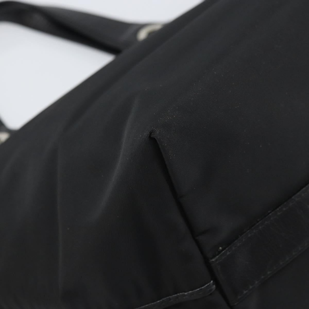 BURBERRY Hand Bag Nylon Black Silver Auth bs33085