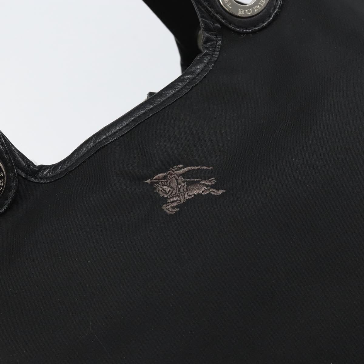 BURBERRY Hand Bag Nylon Black Silver Auth bs33085