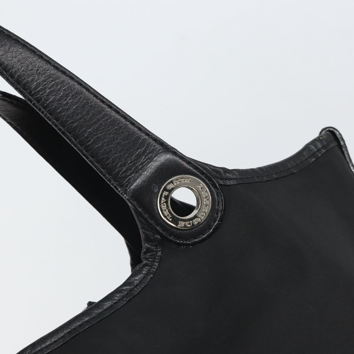 BURBERRY Hand Bag Nylon Black Silver Auth bs33085