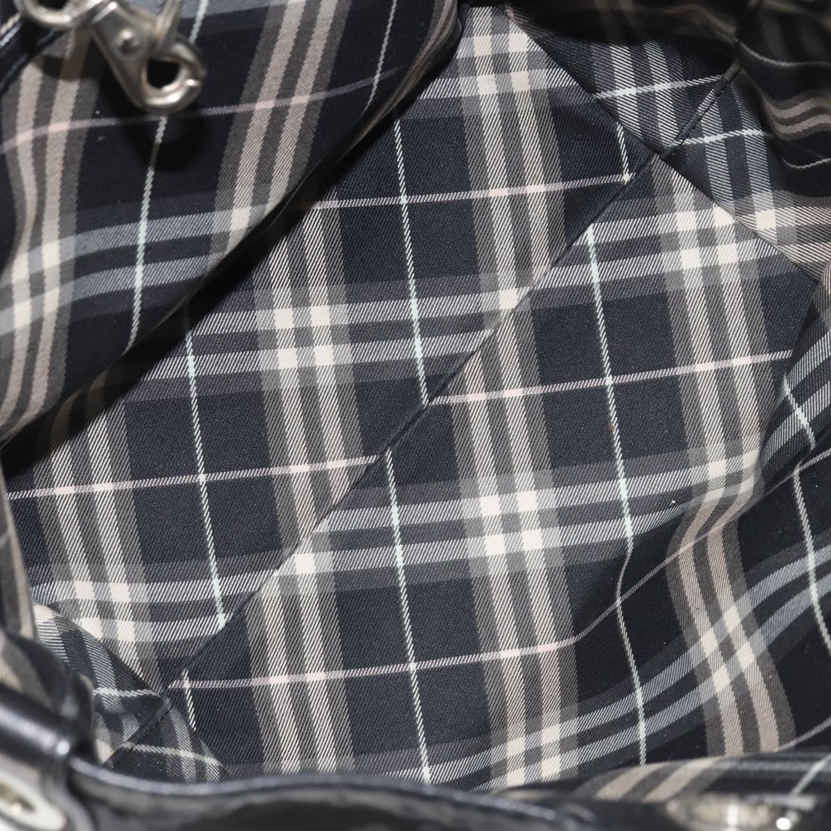 BURBERRY Hand Bag Nylon Black Silver Auth bs33085