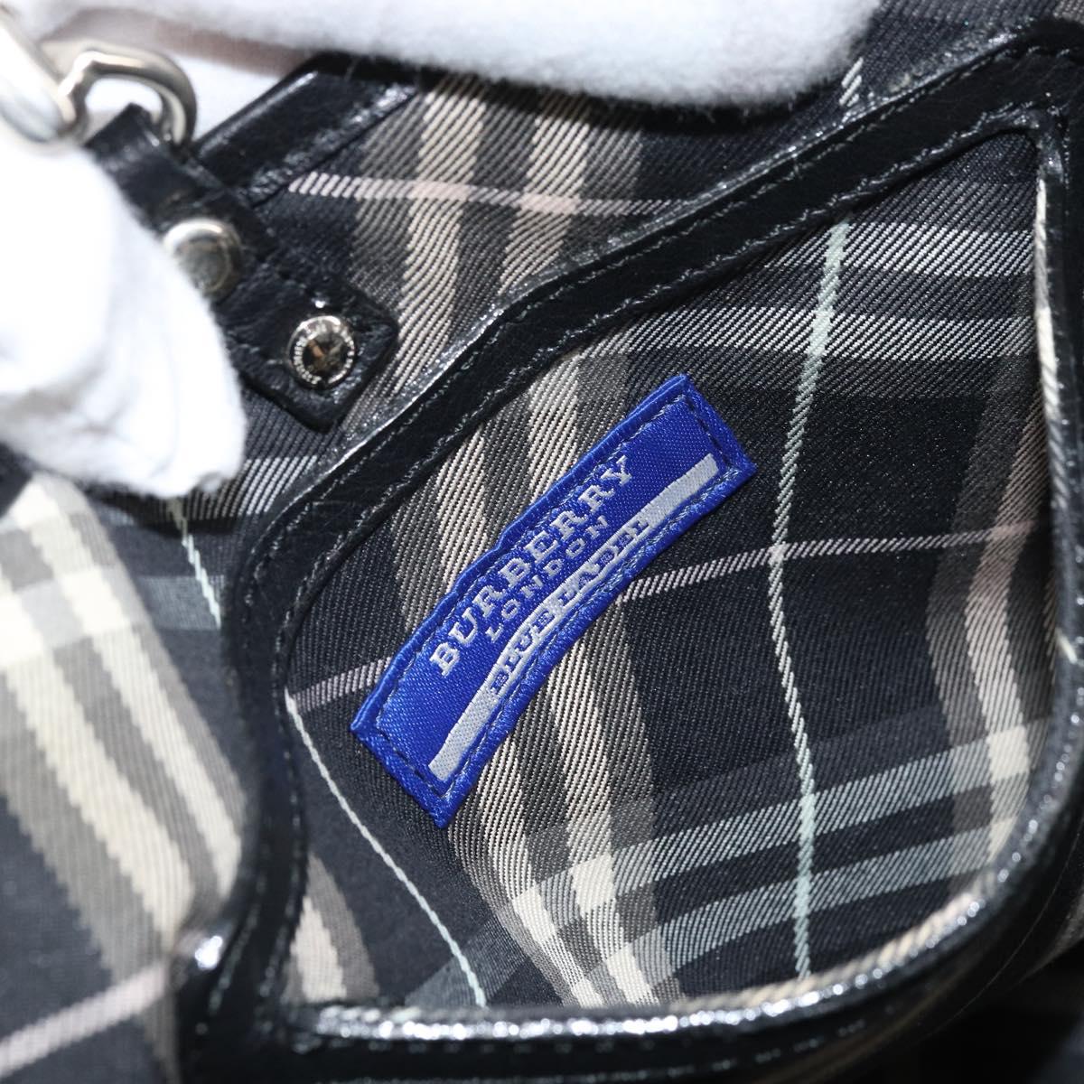 BURBERRY Hand Bag Nylon Black Silver Auth bs33085