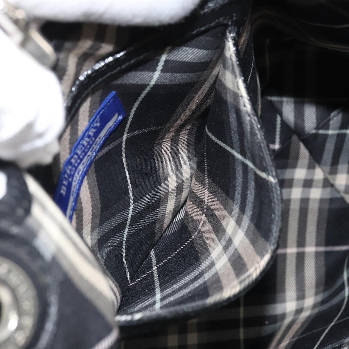 BURBERRY Hand Bag Nylon Black Silver Auth bs33085