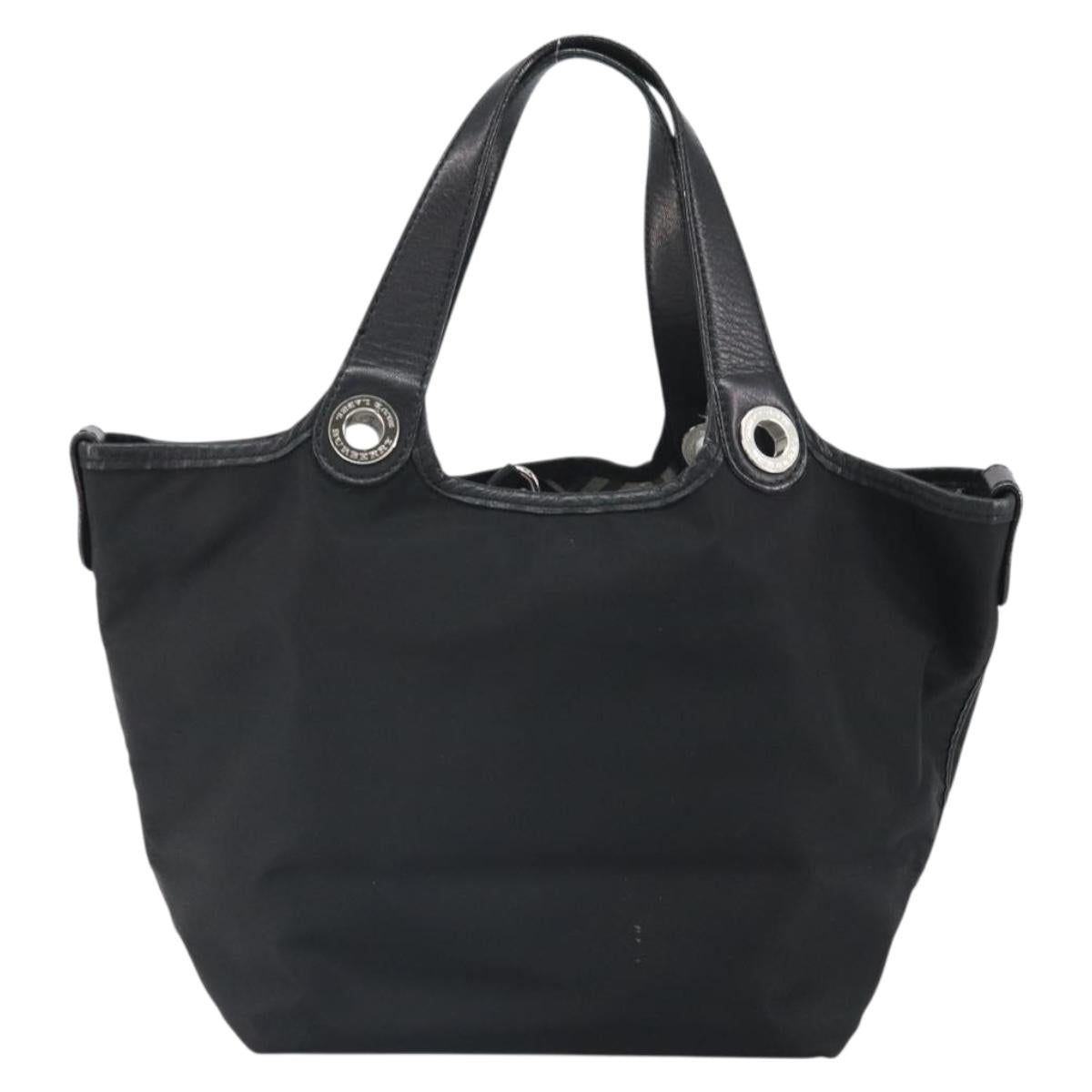 BURBERRY Hand Bag Nylon Black Silver Auth bs33085